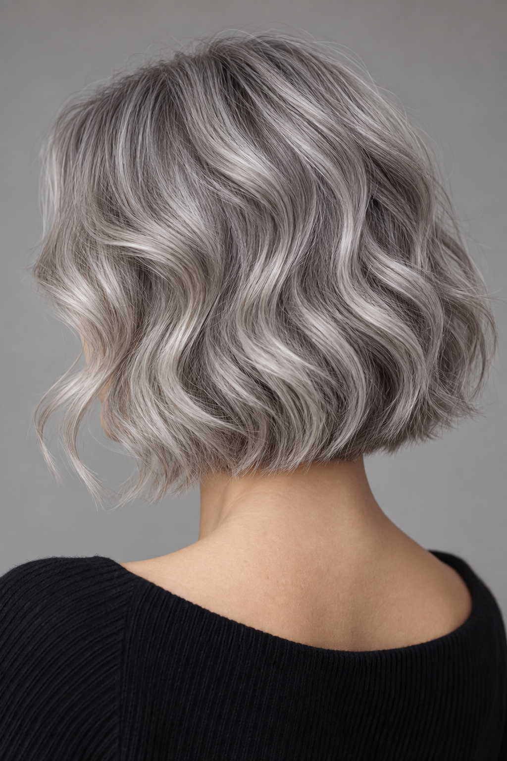 Gray wavy bob idea 12