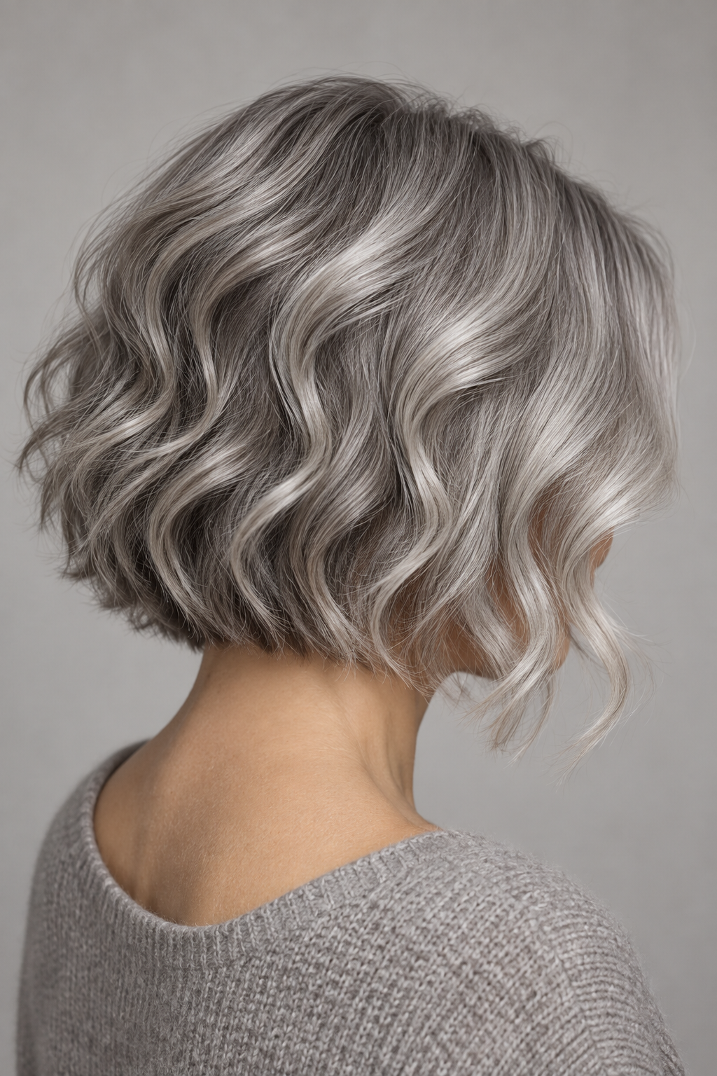 Gray wavy bob idea 13