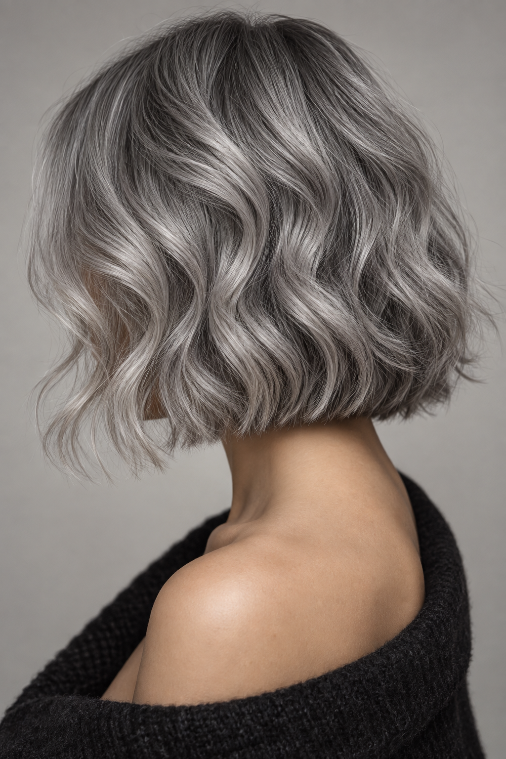 Gray wavy bob idea 15