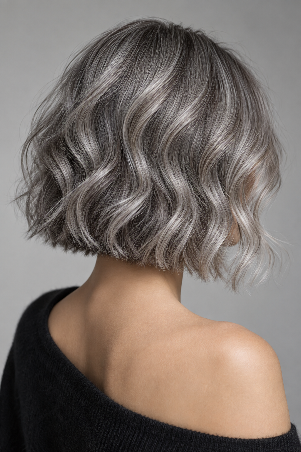 Gray wavy bob idea