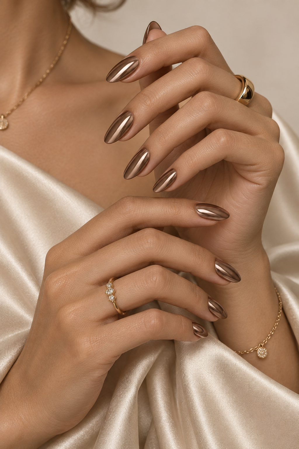 mocha mirror neutral chrome nails