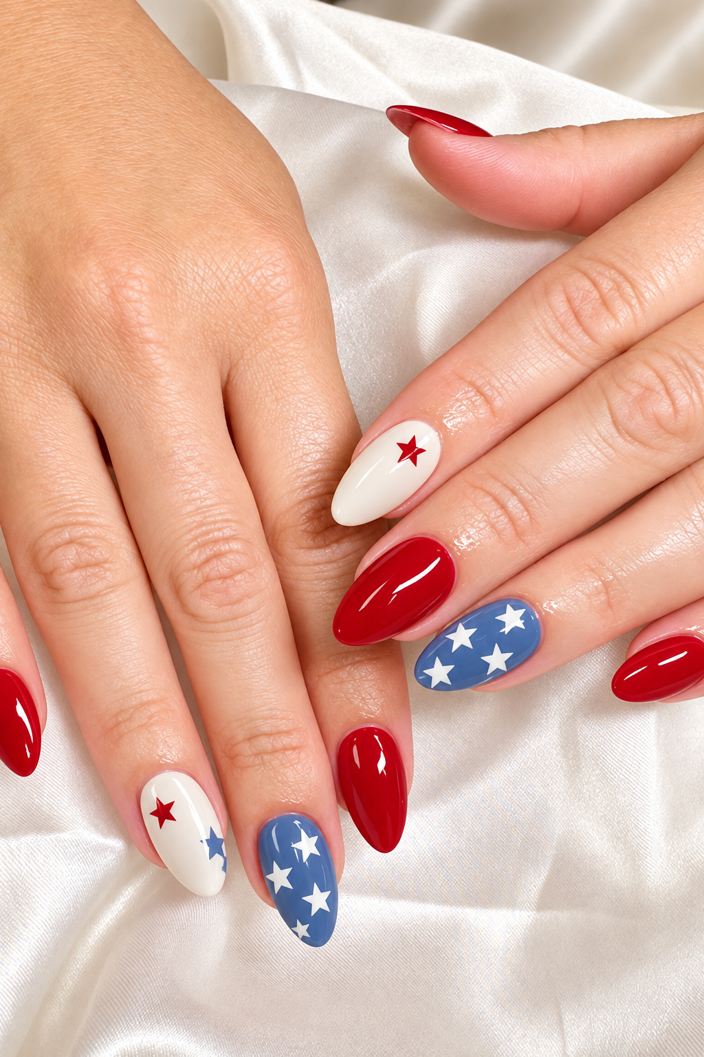 Soft Summer-Toned Patriotic Nails patriotic nails