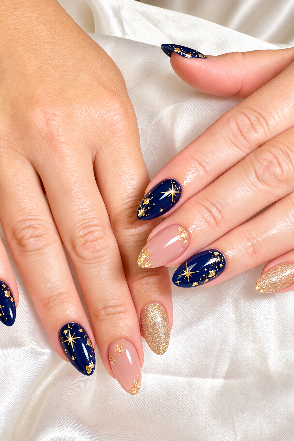 Navy and Gold Celebration Nails patriotic nails