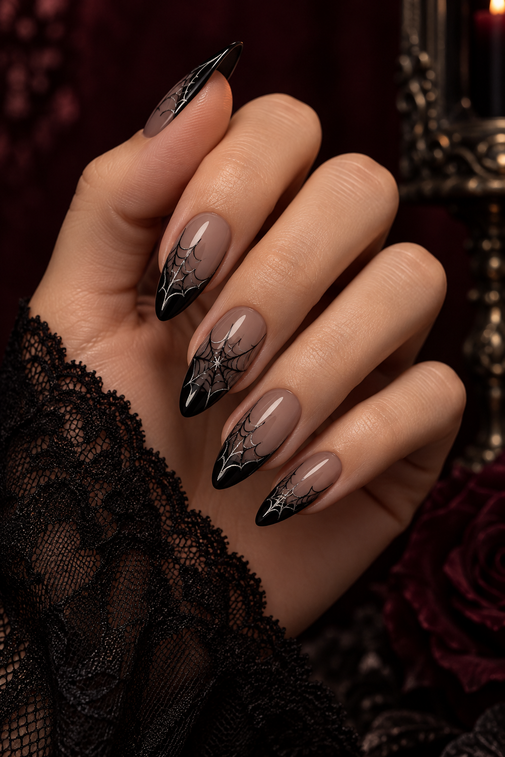 Glossy Black Spiderweb Tips