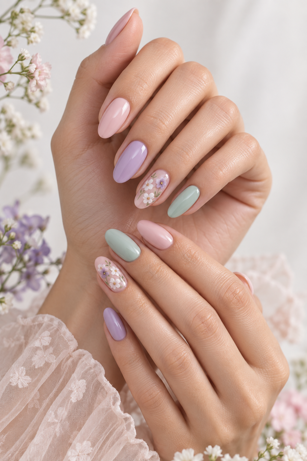 pastel swirl spring nail ideas
