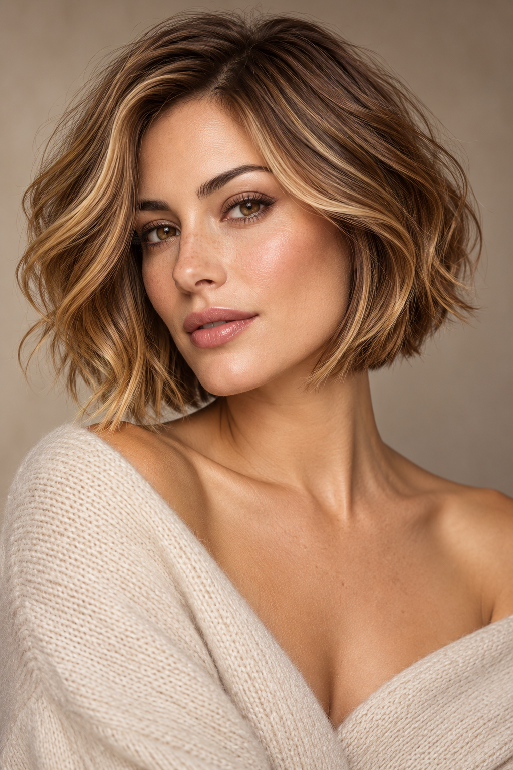 Honey Brown Balayage Soft Bob idea