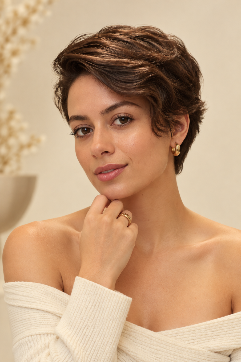 pixie cuts for thin wavy hair: Espresso glass hair