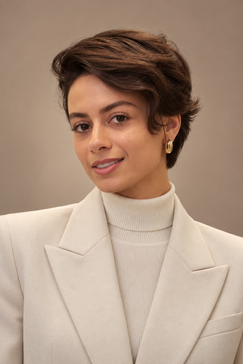 pixie cuts for thin wavy hair: Dark chocolate layers