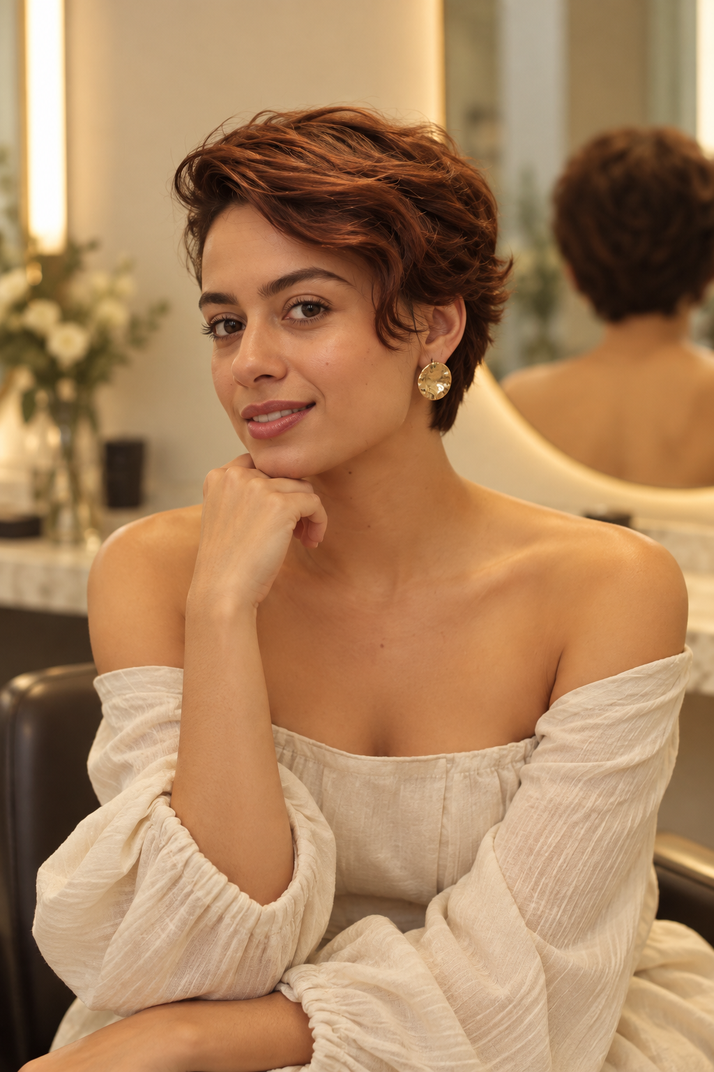 pixie cuts for thin wavy hair: Dark copper ends