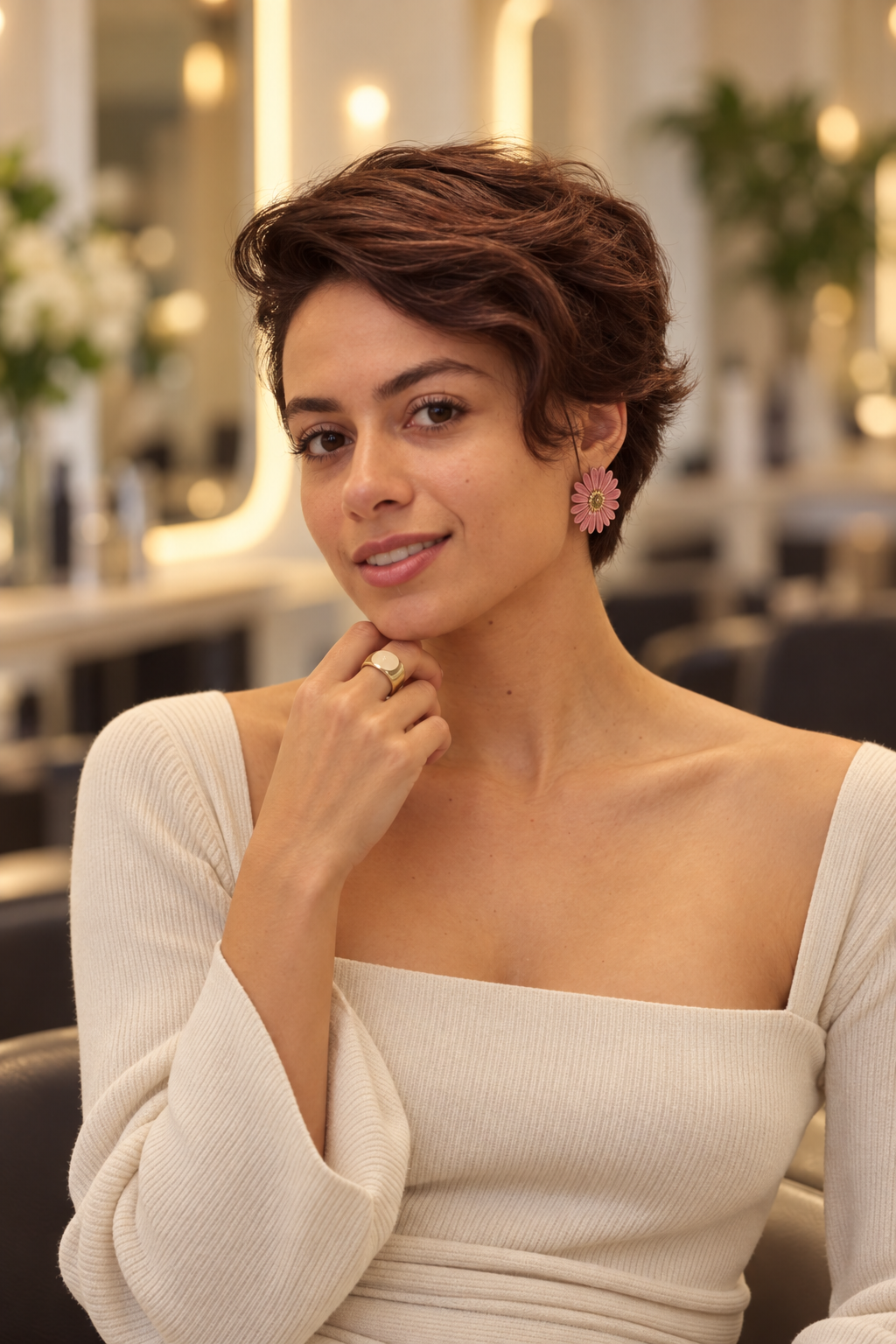 pixie cuts for thin wavy hair: Plum-brown waves