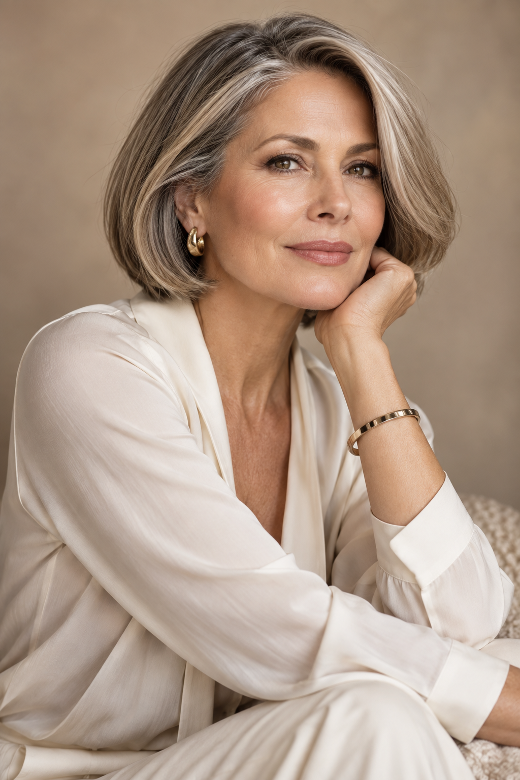 wavy bob with bangs: sleek classic bob with soft fullness