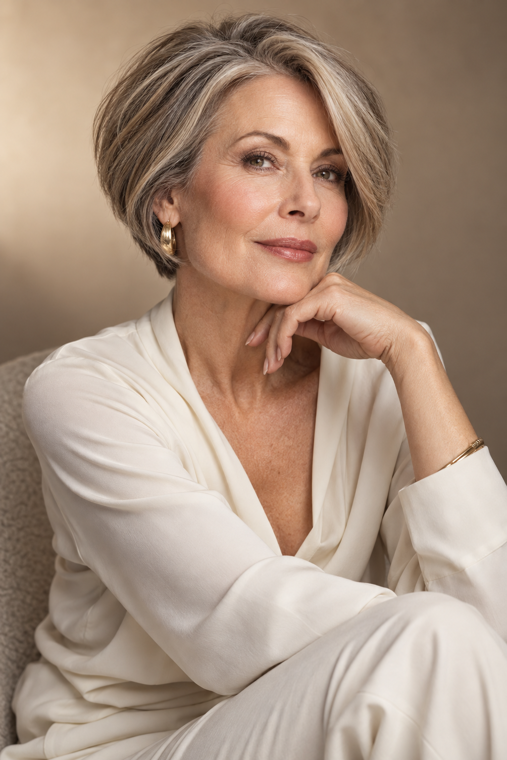 short stacked bob haircuts for women over 50: sleek short stacked bob