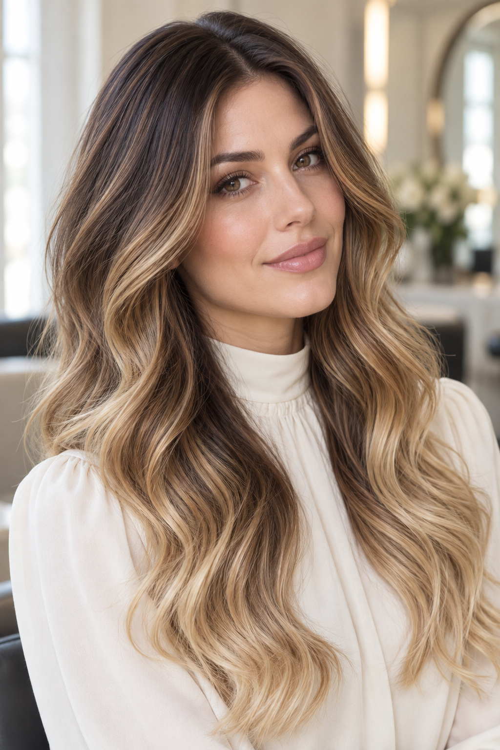 Soft brunette to golden ombre