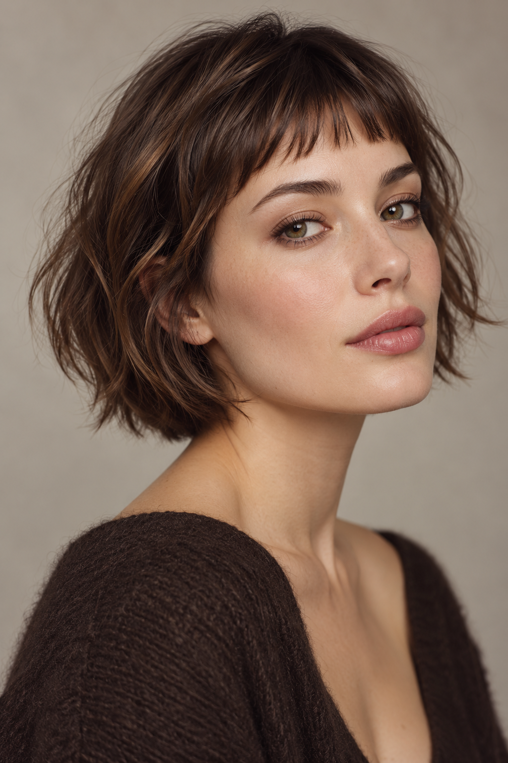 subtle bangs hairstyles: Subtle bangs with a bob