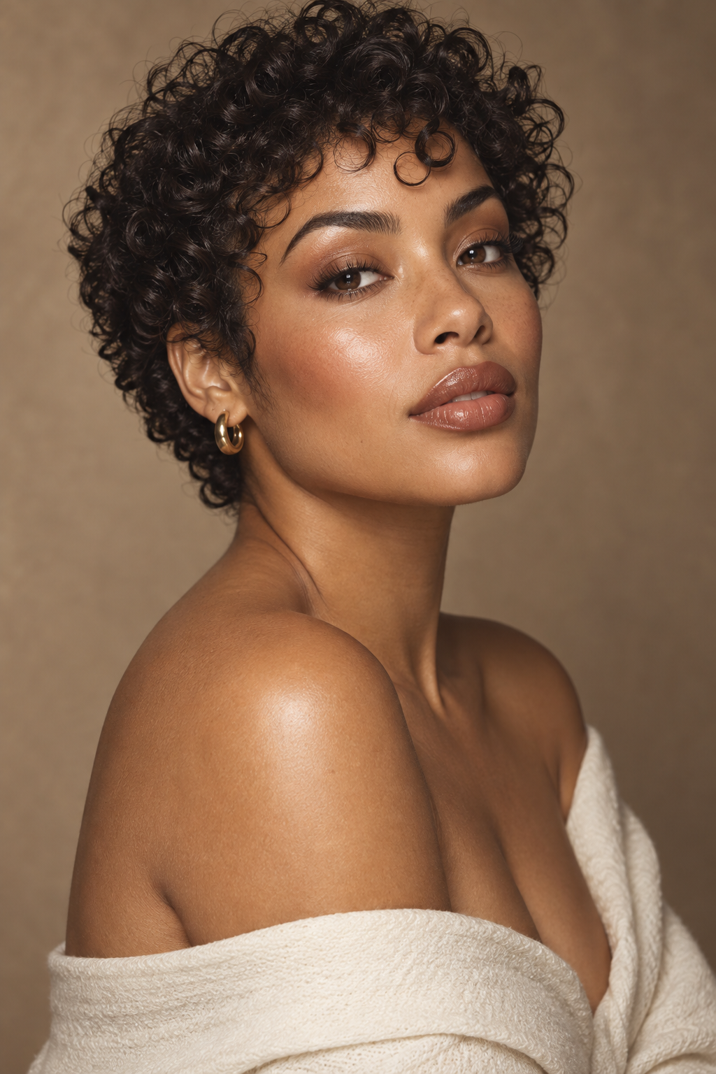 very short haircut styles: curly cropped shape