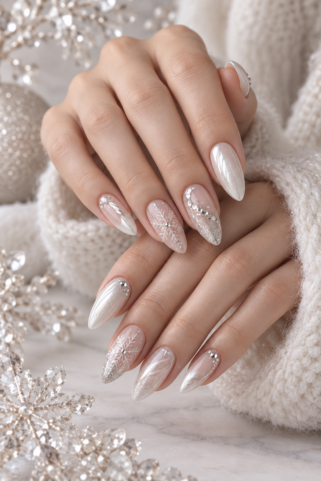 winter nail ideas soft swirl accent nails