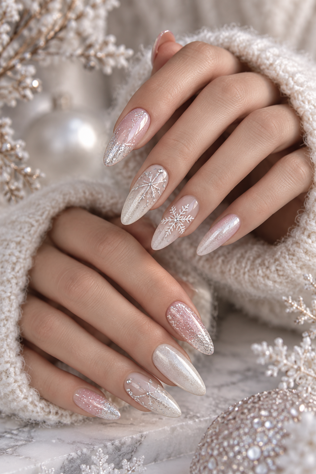 winter nail ideas neutral sweater