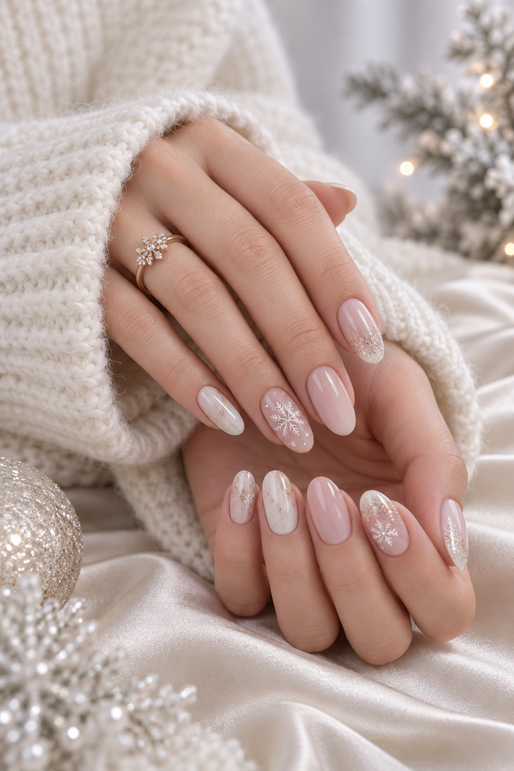 winter nail ideas delicate sparkle