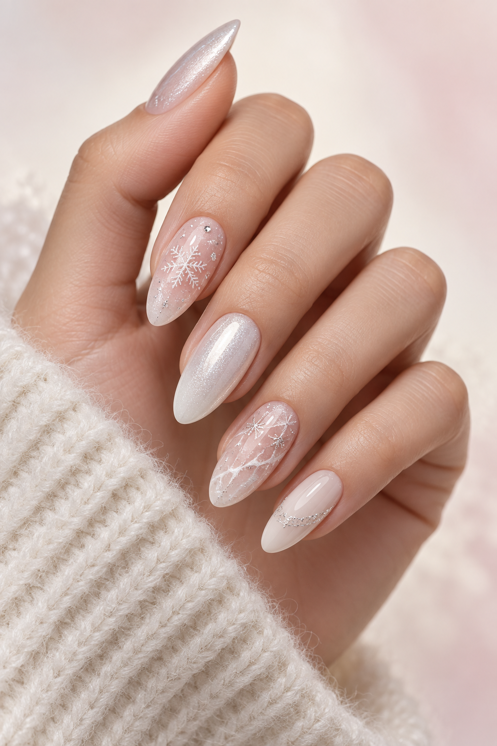 winter nail ideas gold frost