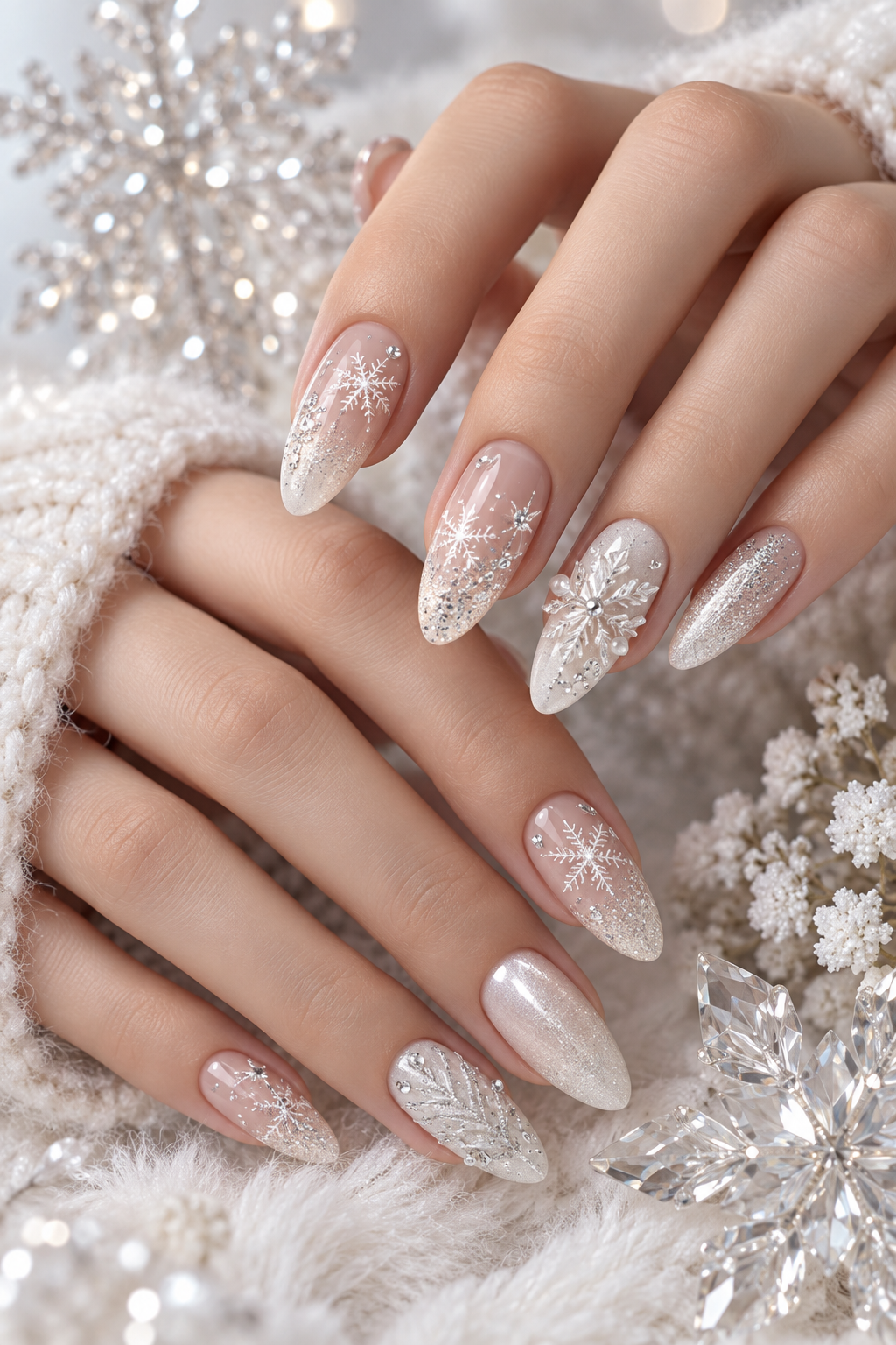 winter nail ideas pearl pink