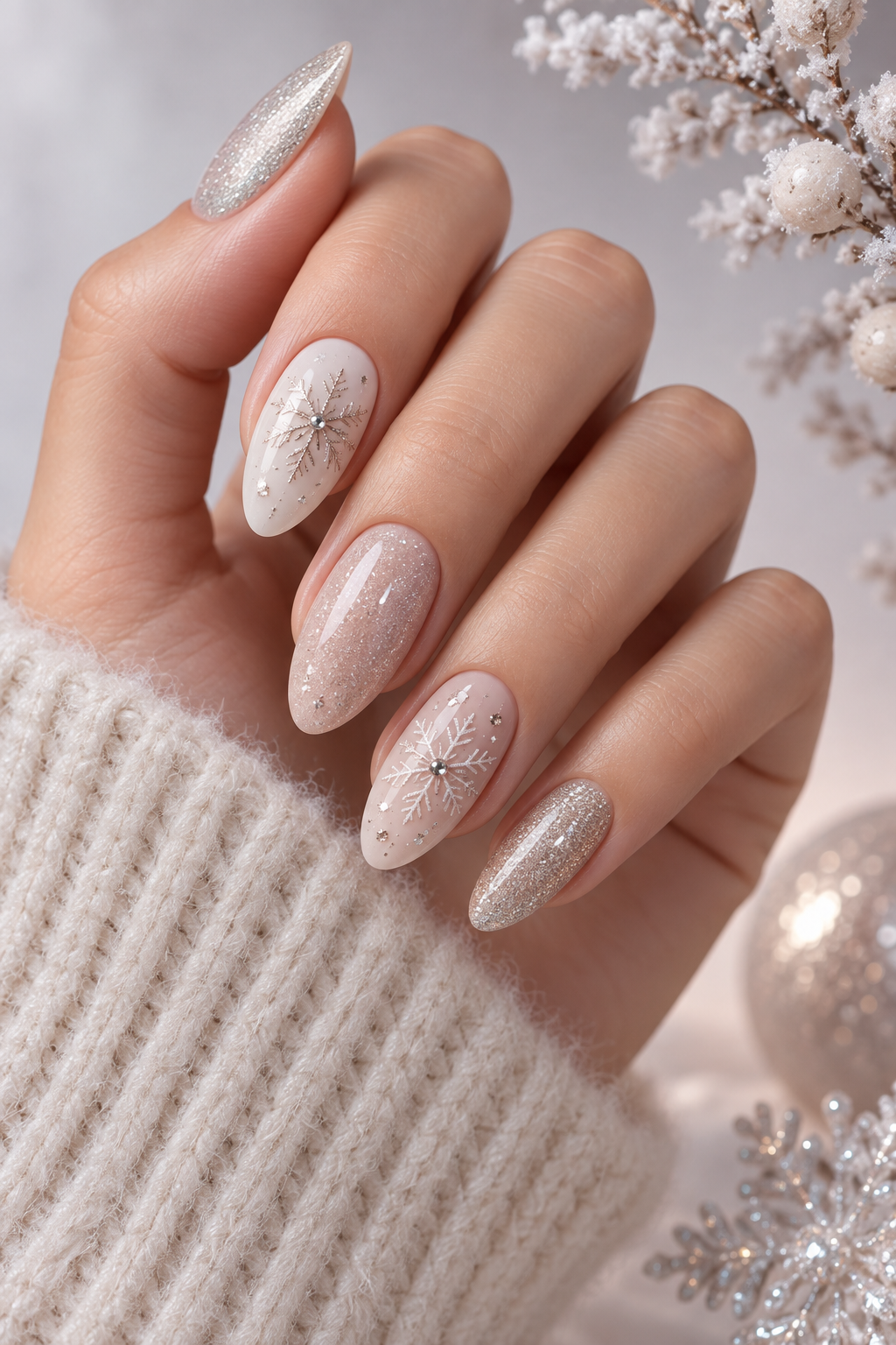 winter nail ideas sheer pink