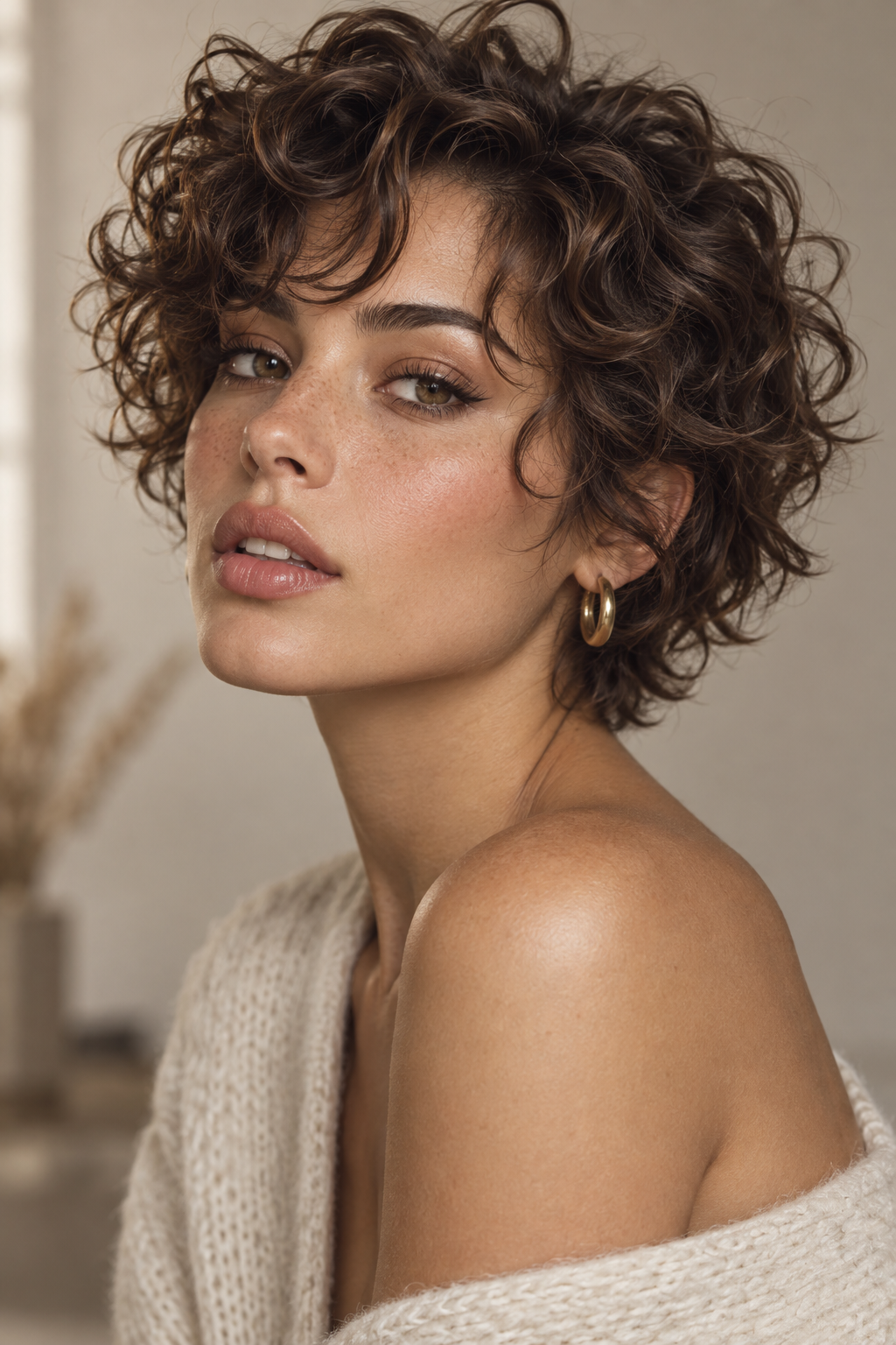 90s bixie cut: voluminous curly 90s bixie