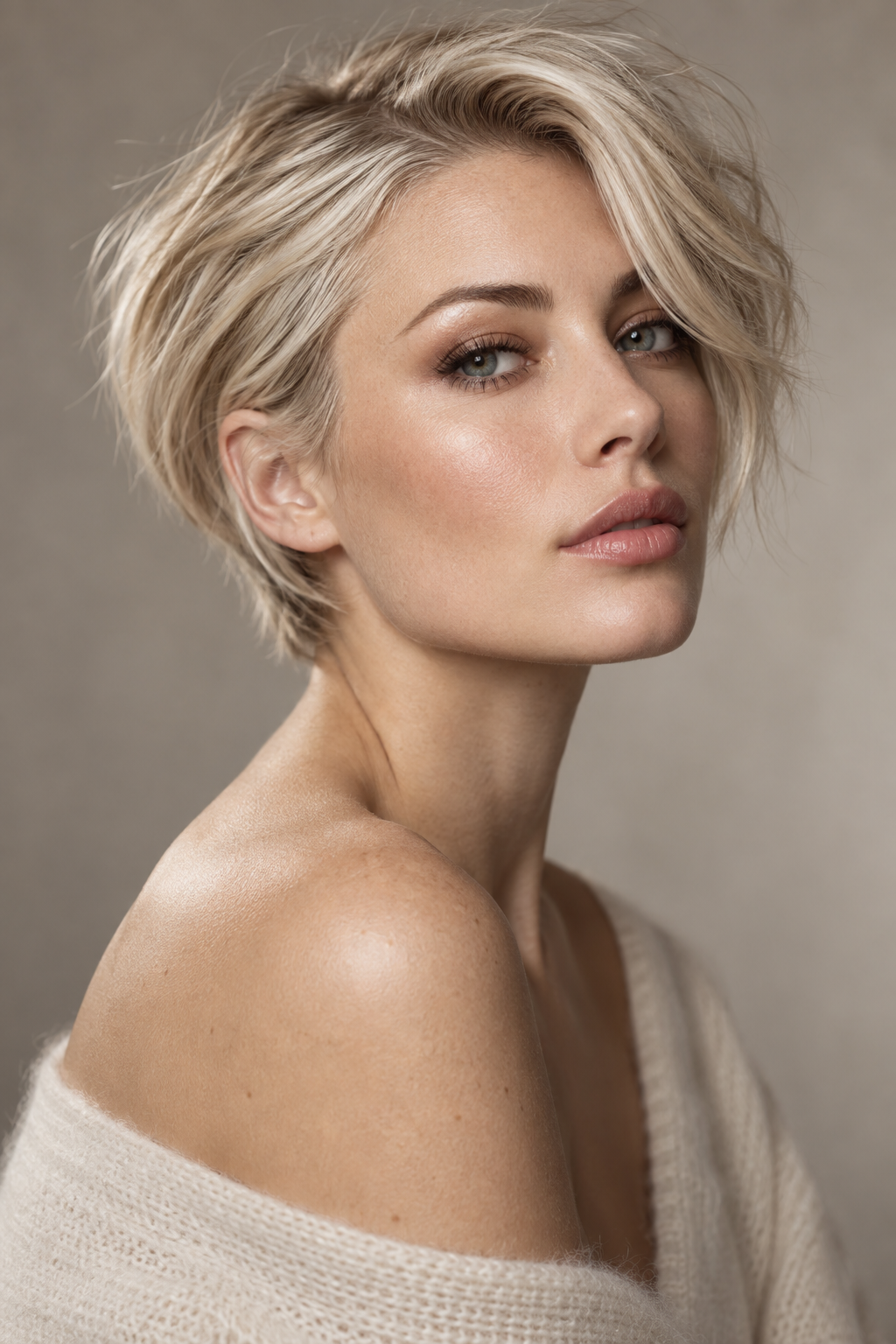 90s bixie cut: sleek platinum bixie sweep
