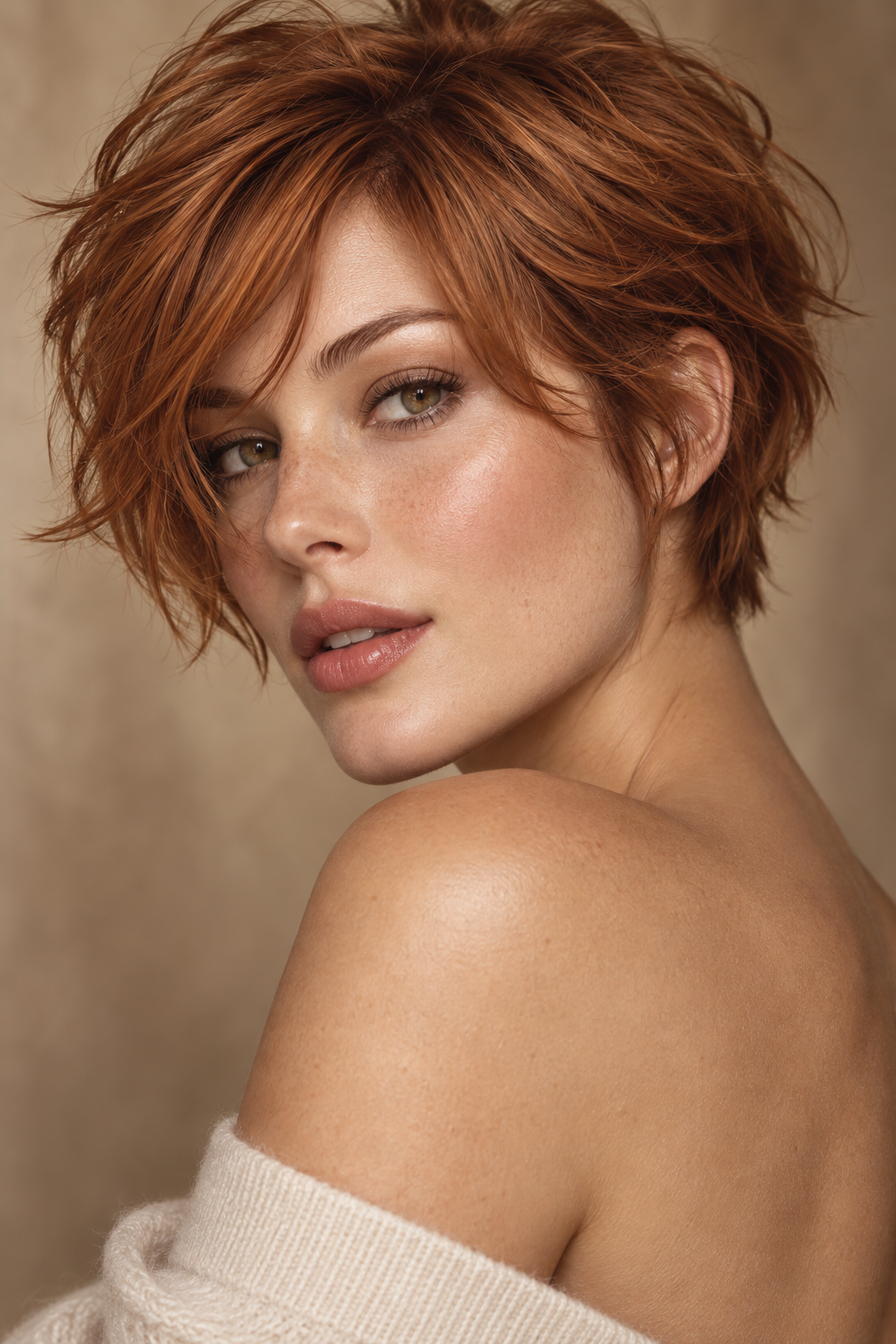 90s bixie cut: tousled copper bixie