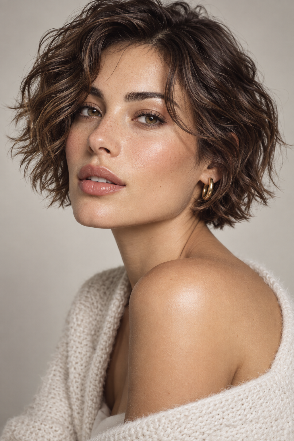 90s bixie cut: wavy jaw-length bixie