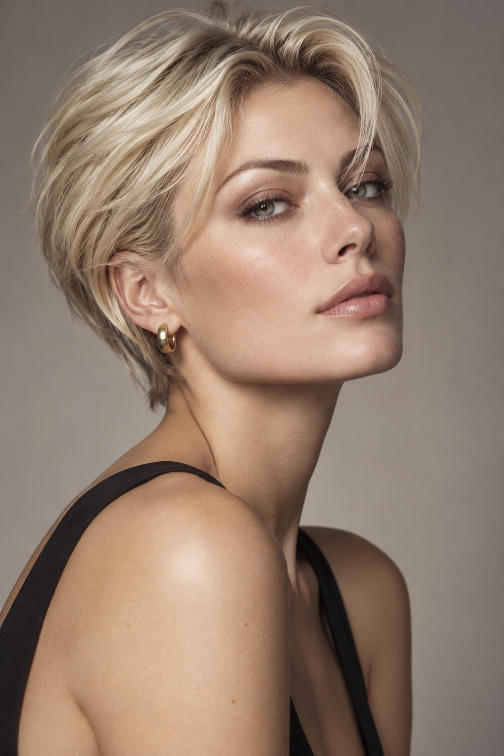wash and wear hairstyles: sleek platinum 90s bixie
