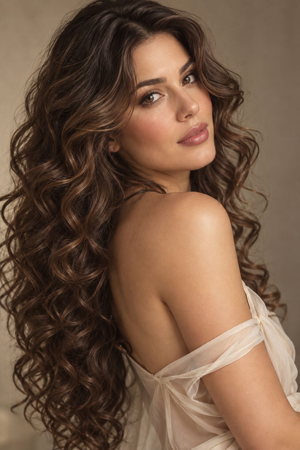 haircuts for round faces: long voluminous curls