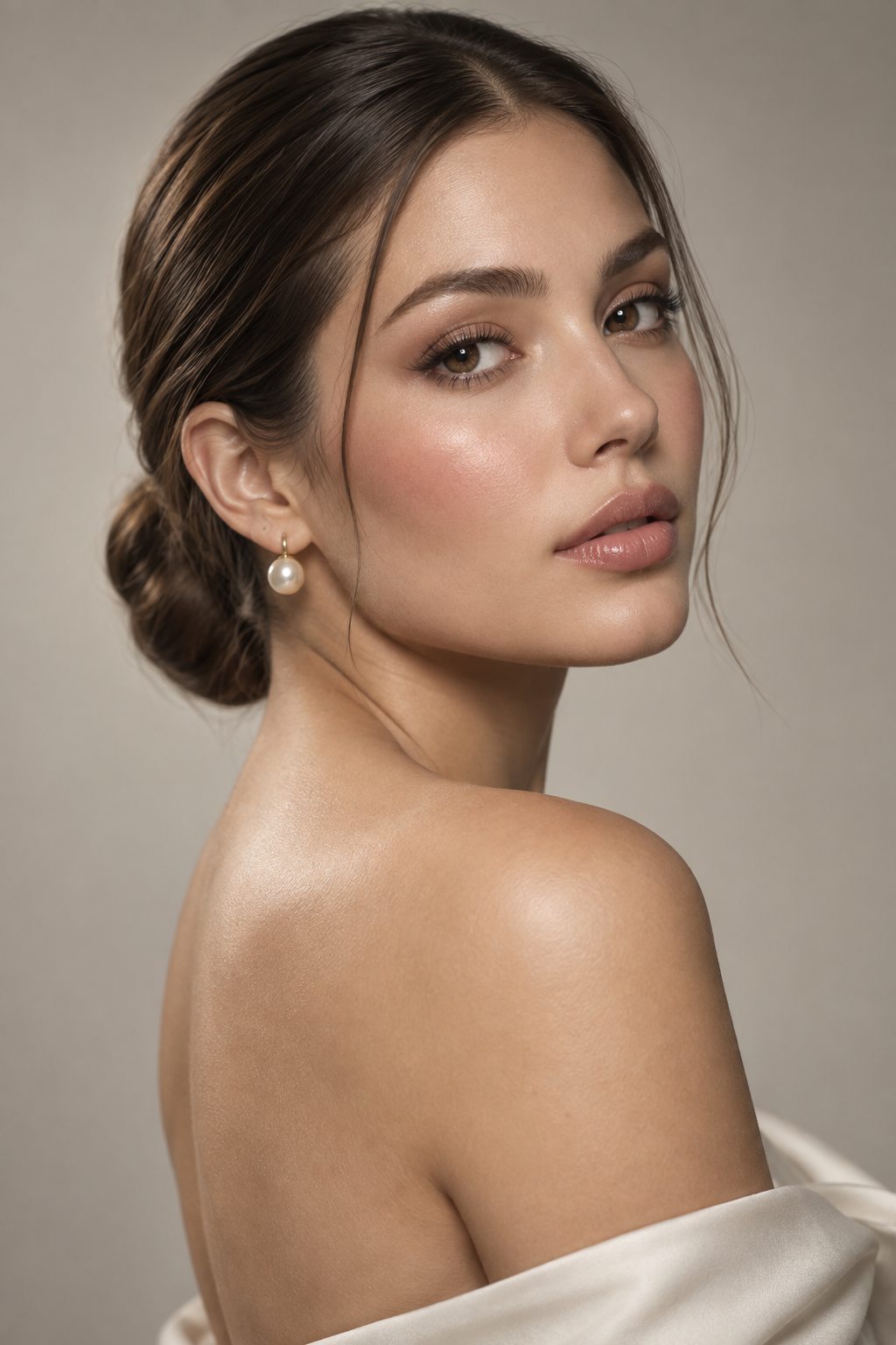 haircuts for round faces: sleek low bun