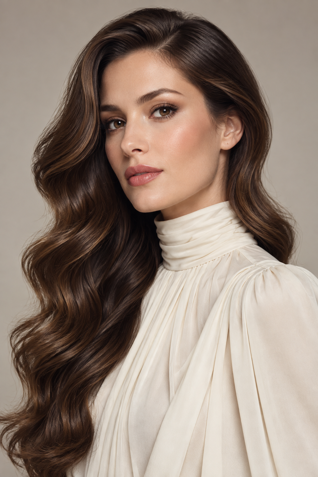 haircuts for round faces: side-parted long waves