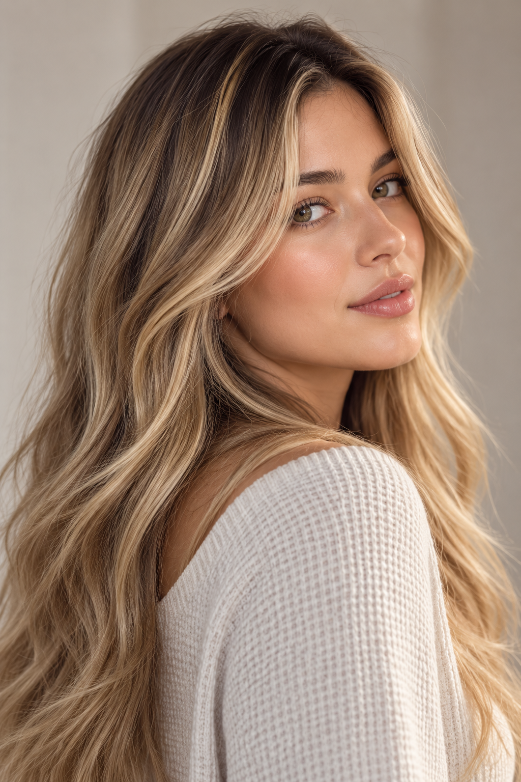 dirty blonde hair: face-framing bronde