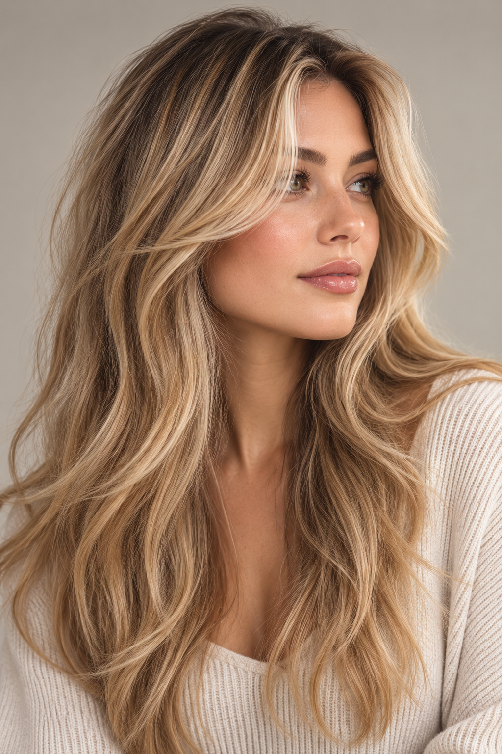 dirty blonde hair: blonde curtain layers