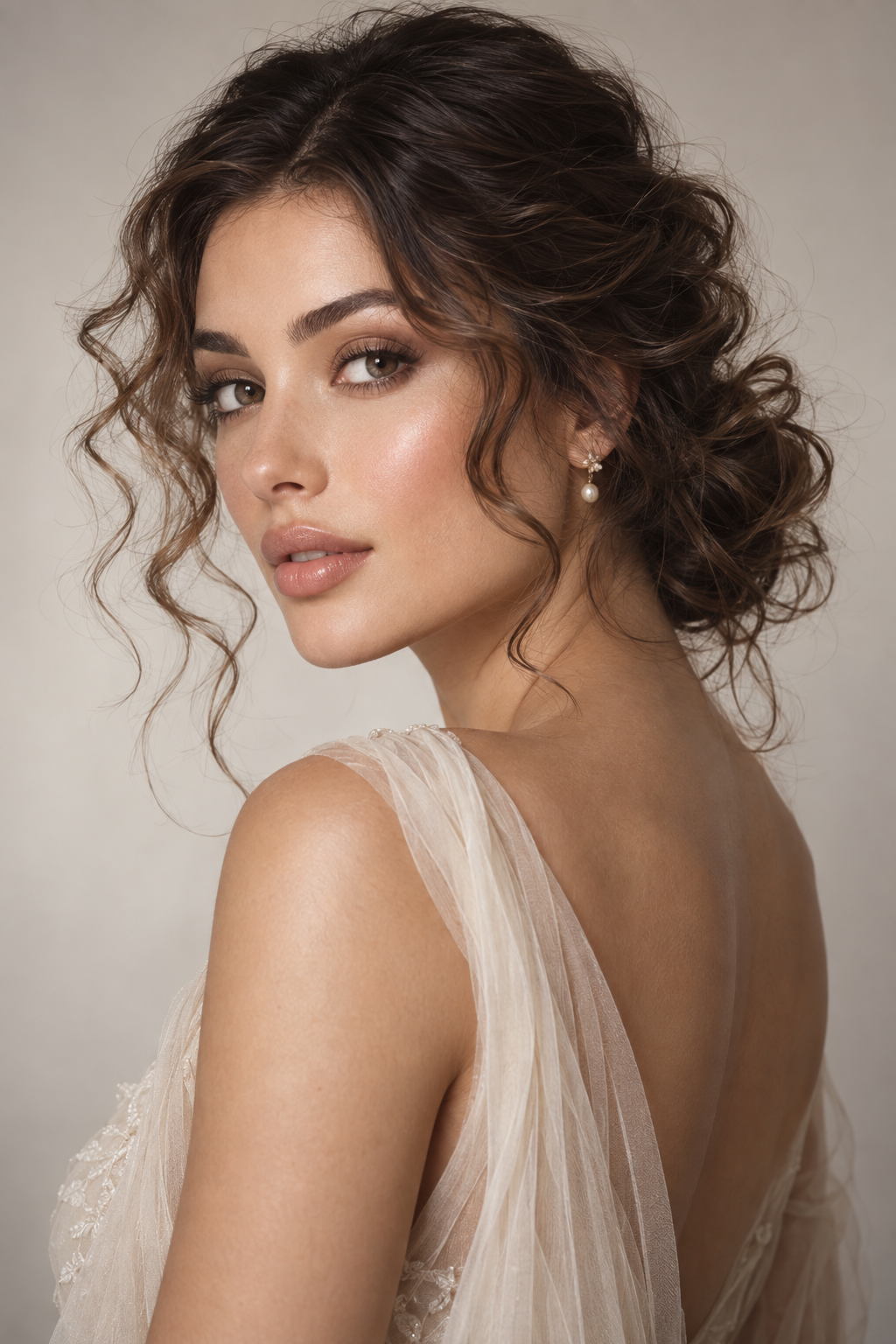 mother of the groom short hairstyles soft curly low updo with face-framing tendrils