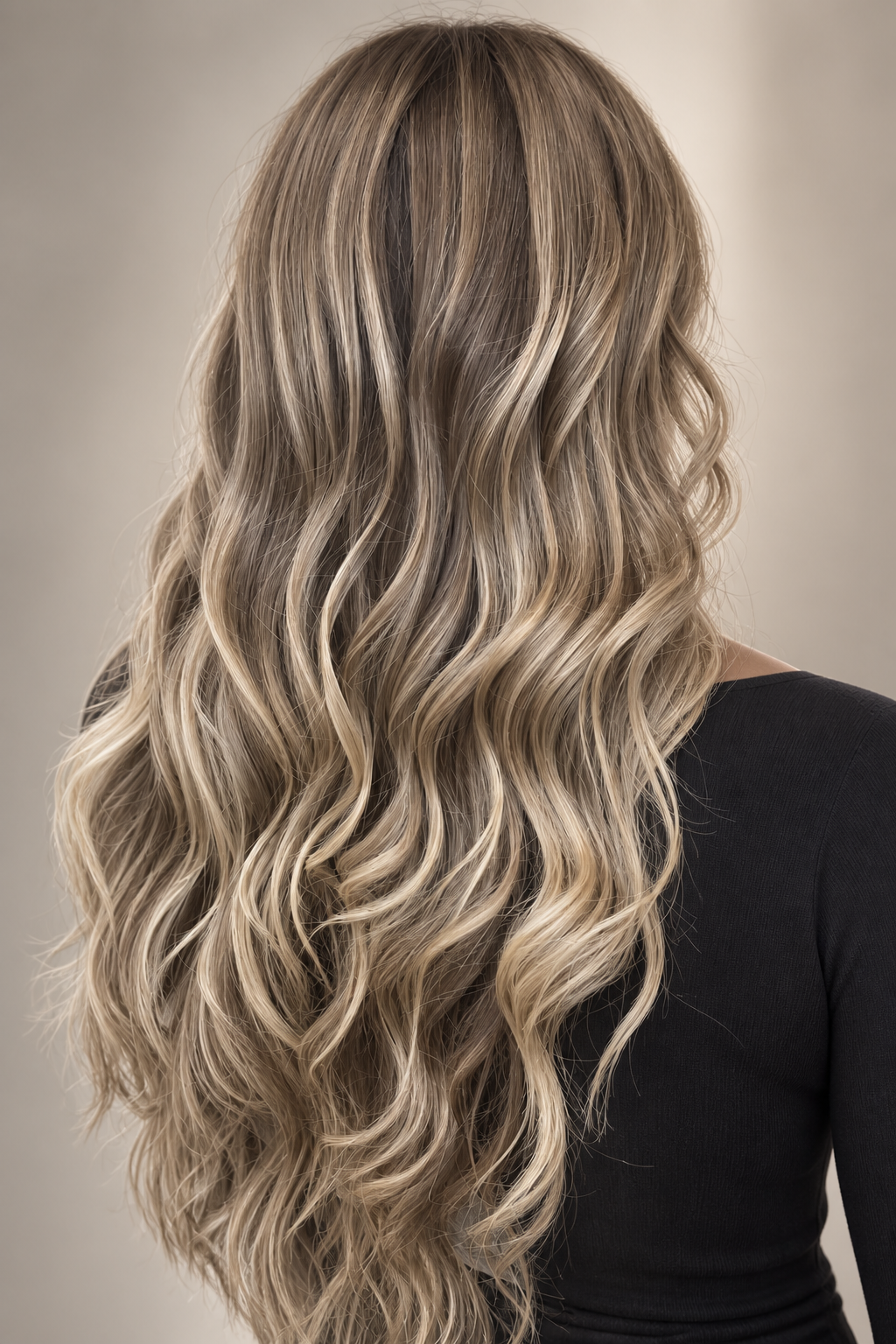 long silver straight hair: dark ash blonde with shadow roots