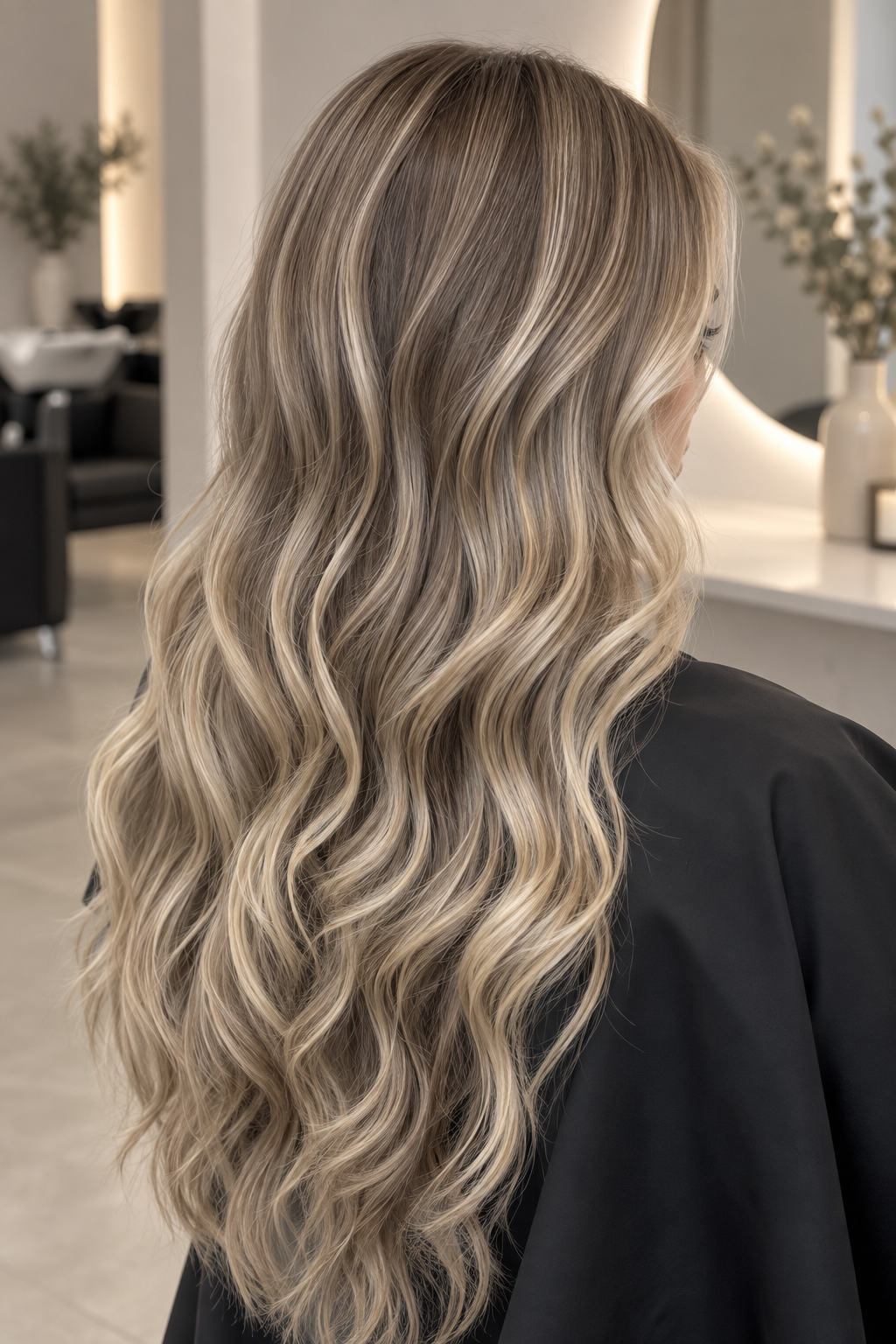 long silver straight hair: ash blonde money pieces