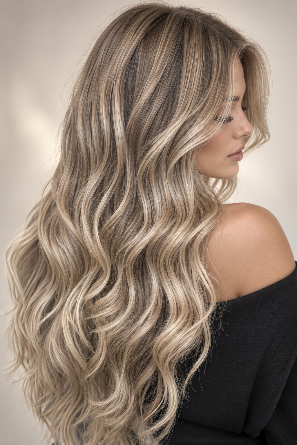 long silver straight hair: dimensional ash blonde layers