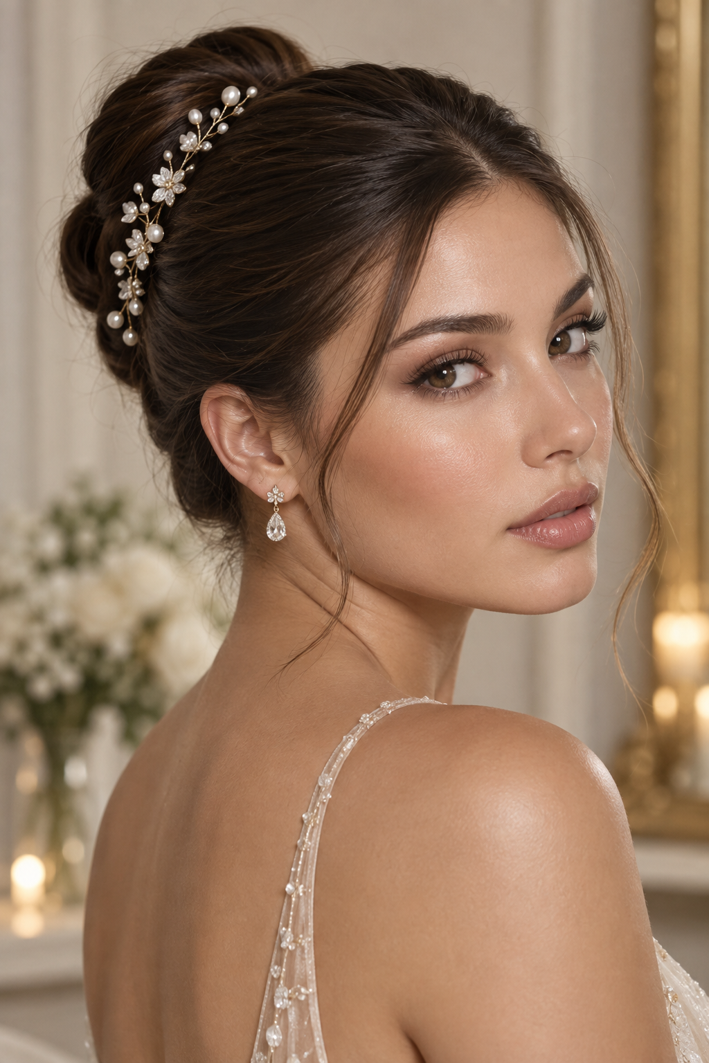 Accessorized bun mother of the bride updos