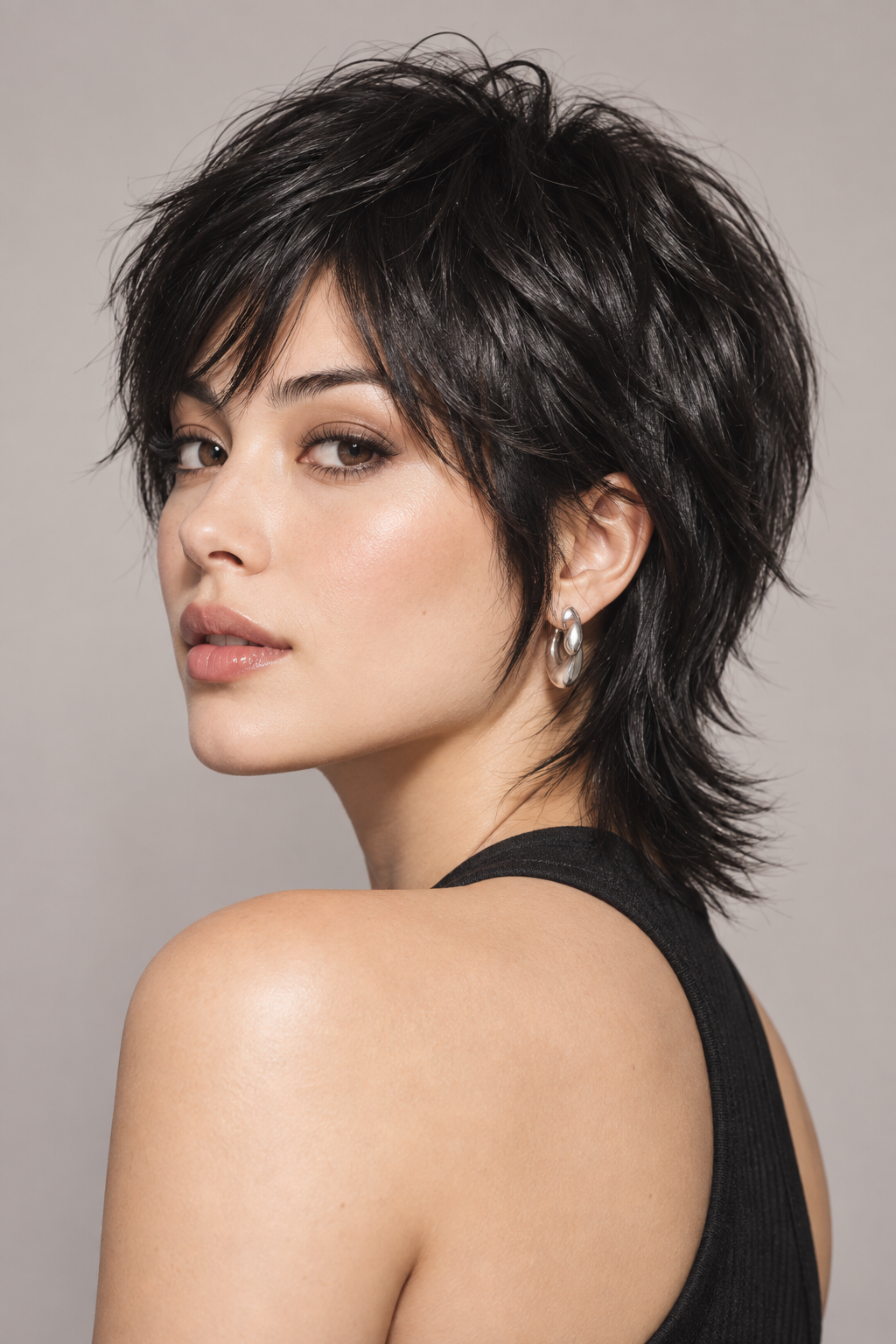 short ear length hairstyles: piecey pixie bob