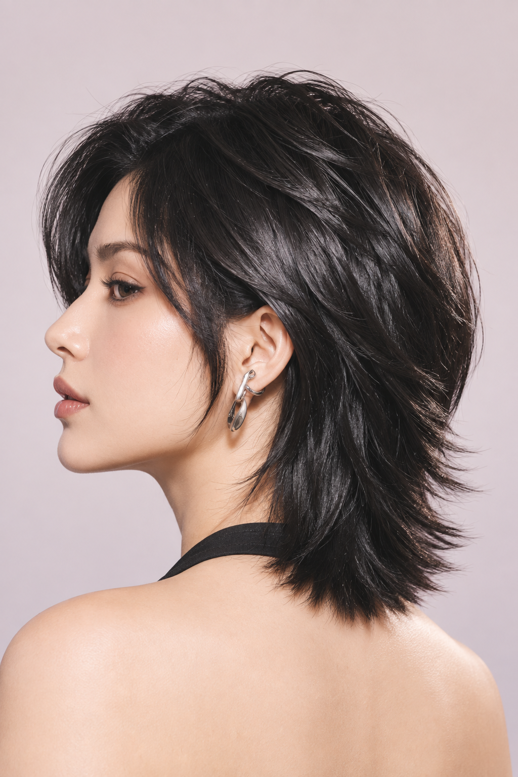 short ear length hairstyles: side-parted bob