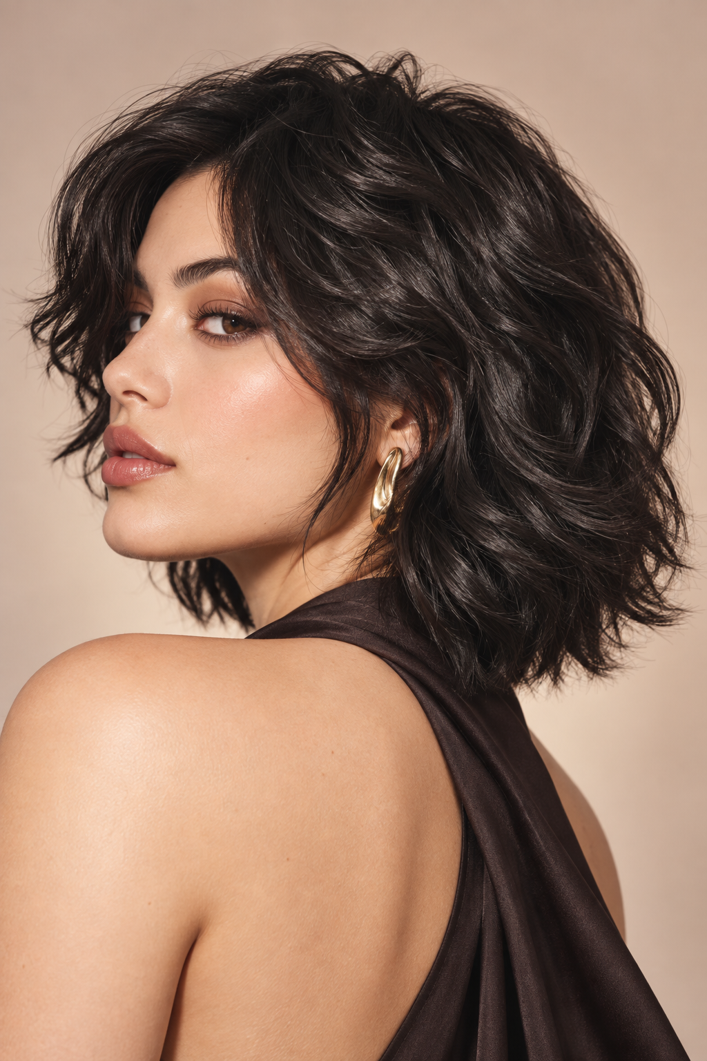 short ear length hairstyles: wavy bob with volume
