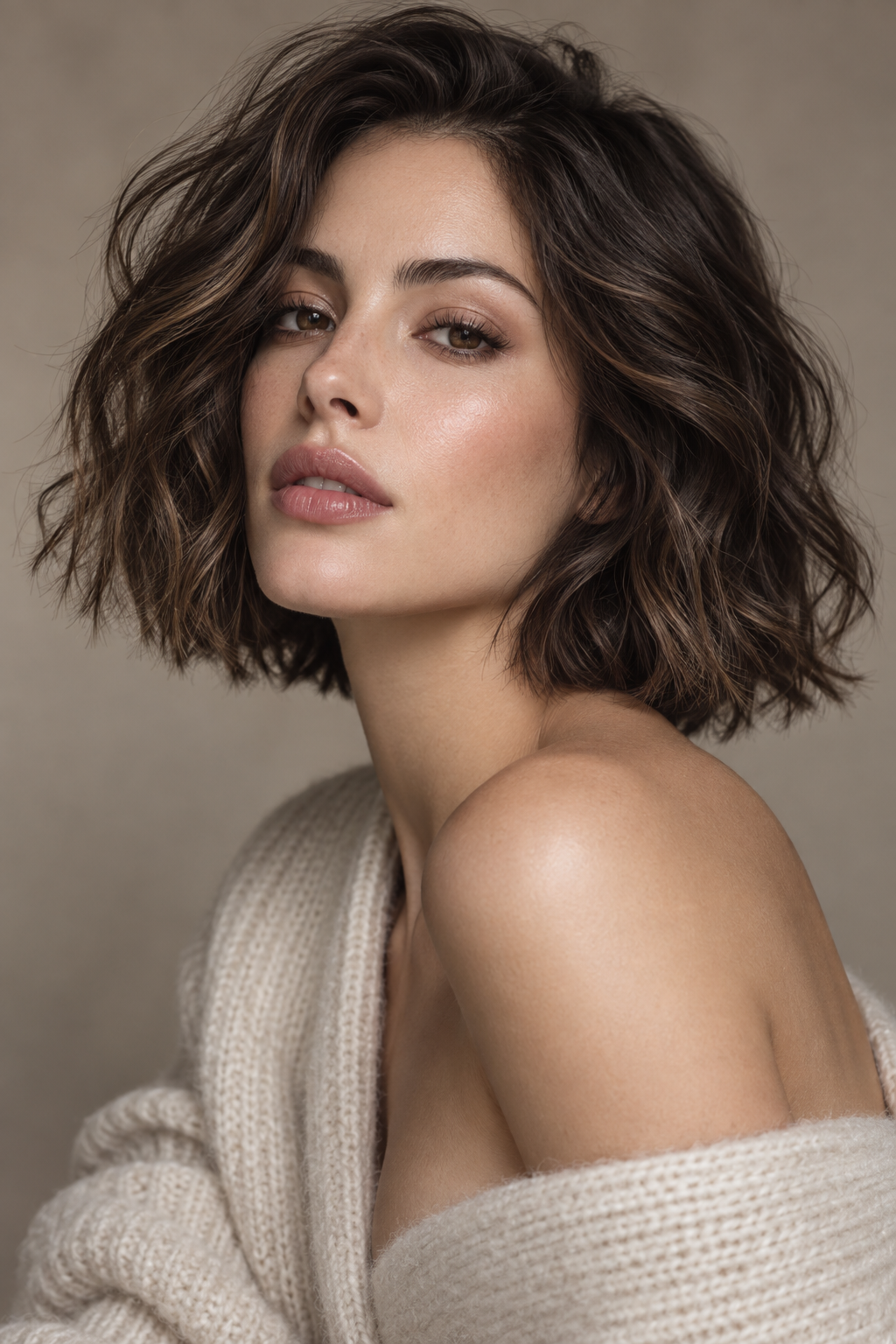 wavy bob haircuts: textured chin-length bob
