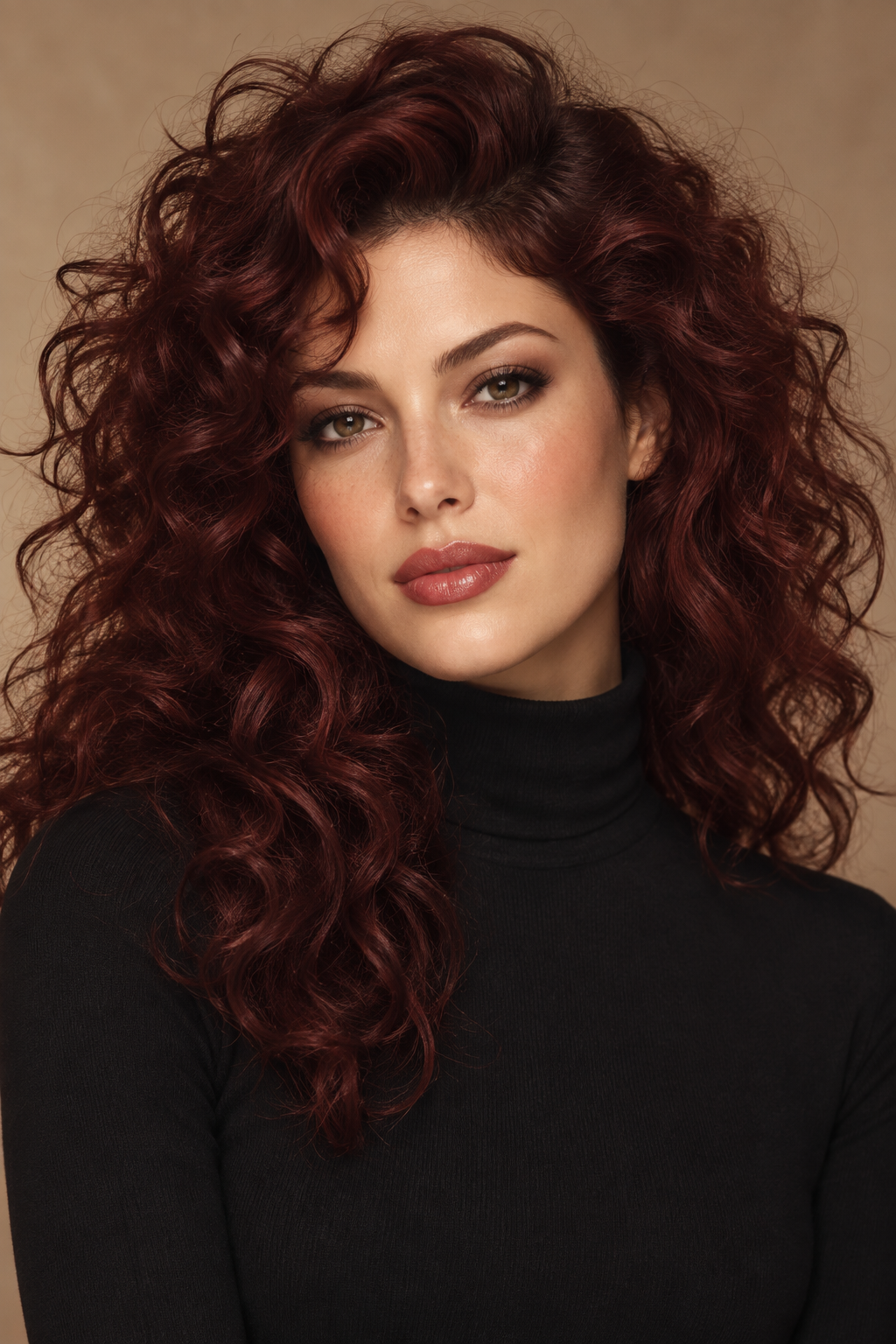 90s grunge hairstyles: voluminous burgundy curls