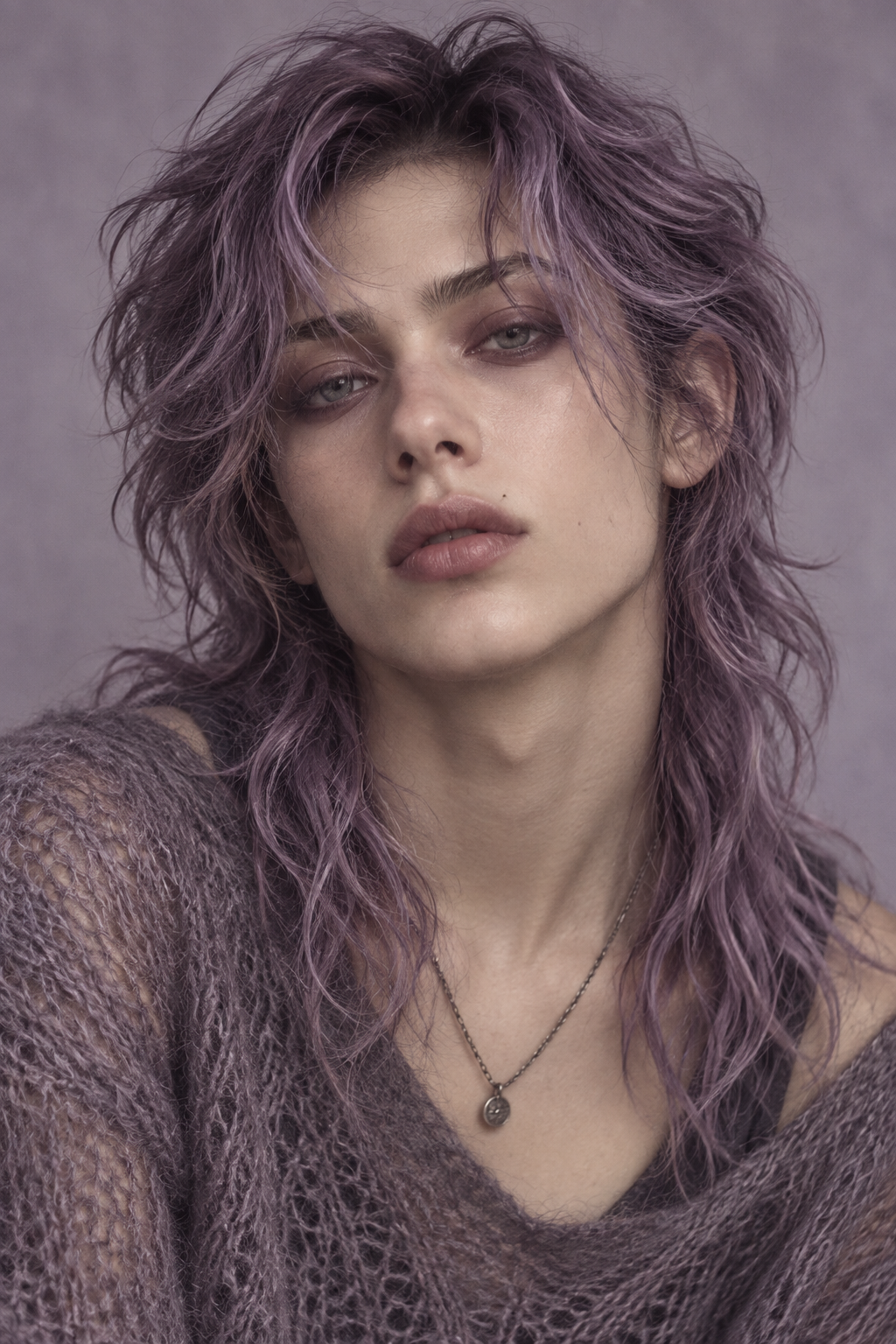 90s grunge hairstyles: soft lavender grunge waves
