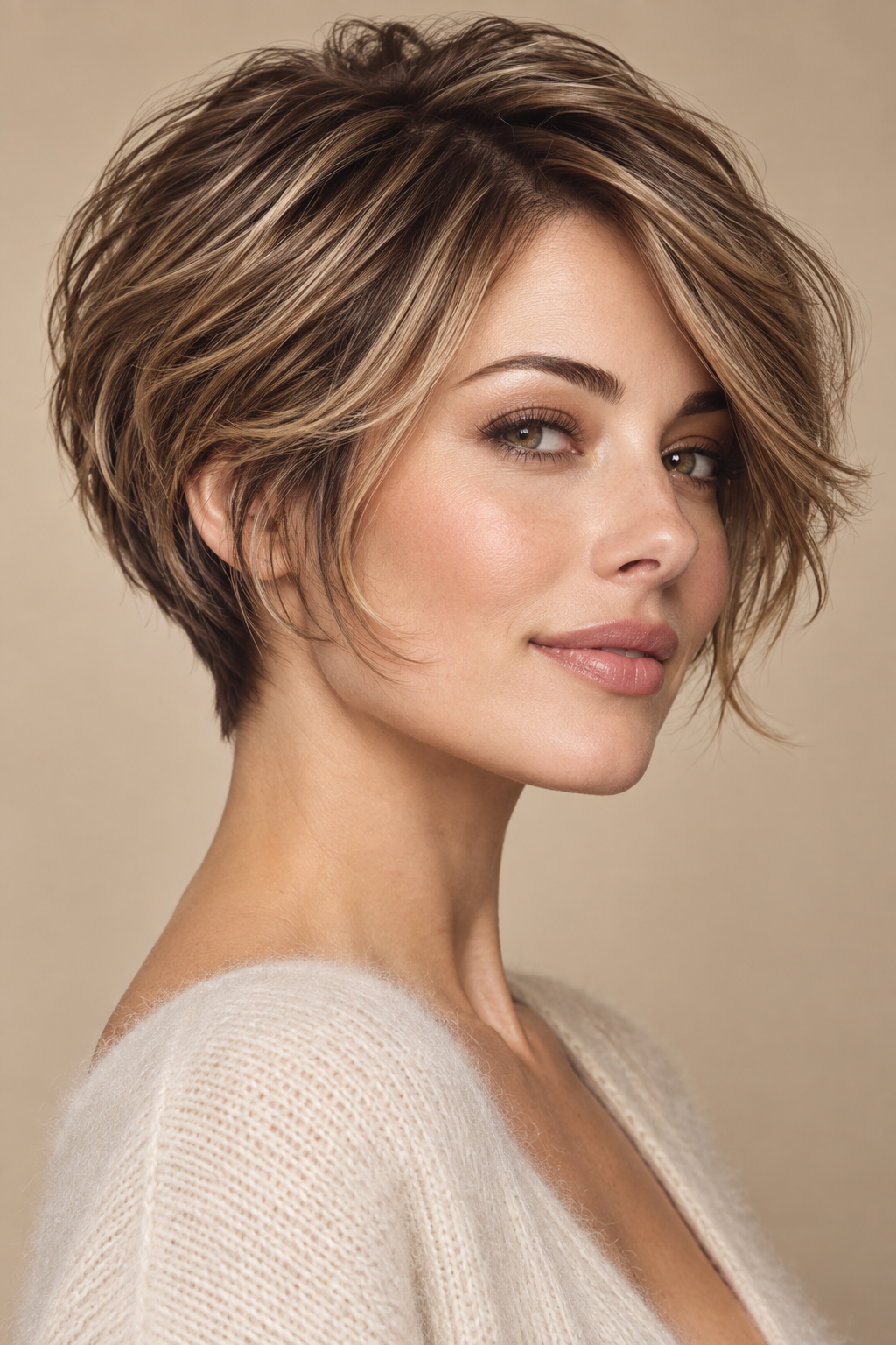 short layered haircuts: side-swept layered cut