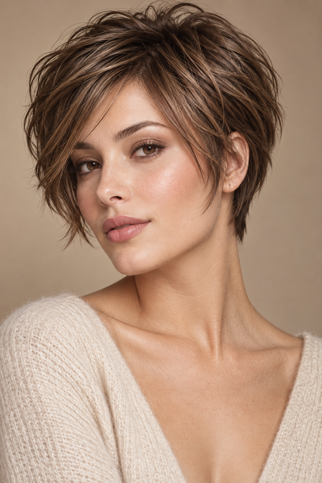 short layered haircuts: voluminous crown crop