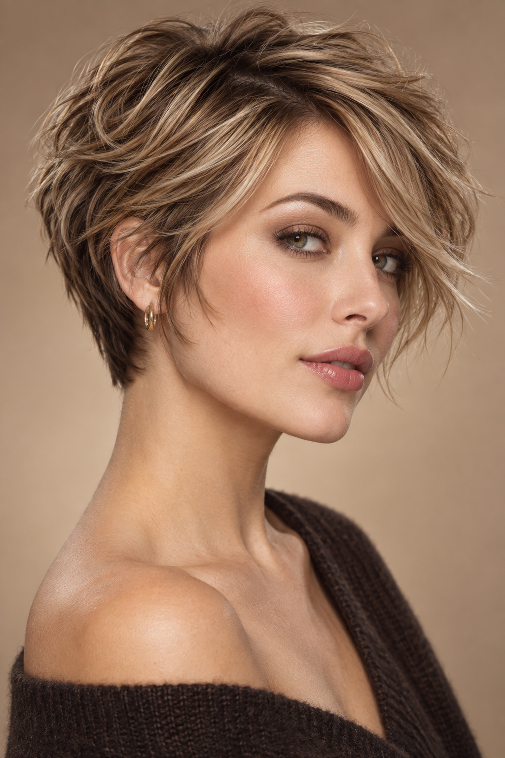 short layered haircuts: polished layered pixie