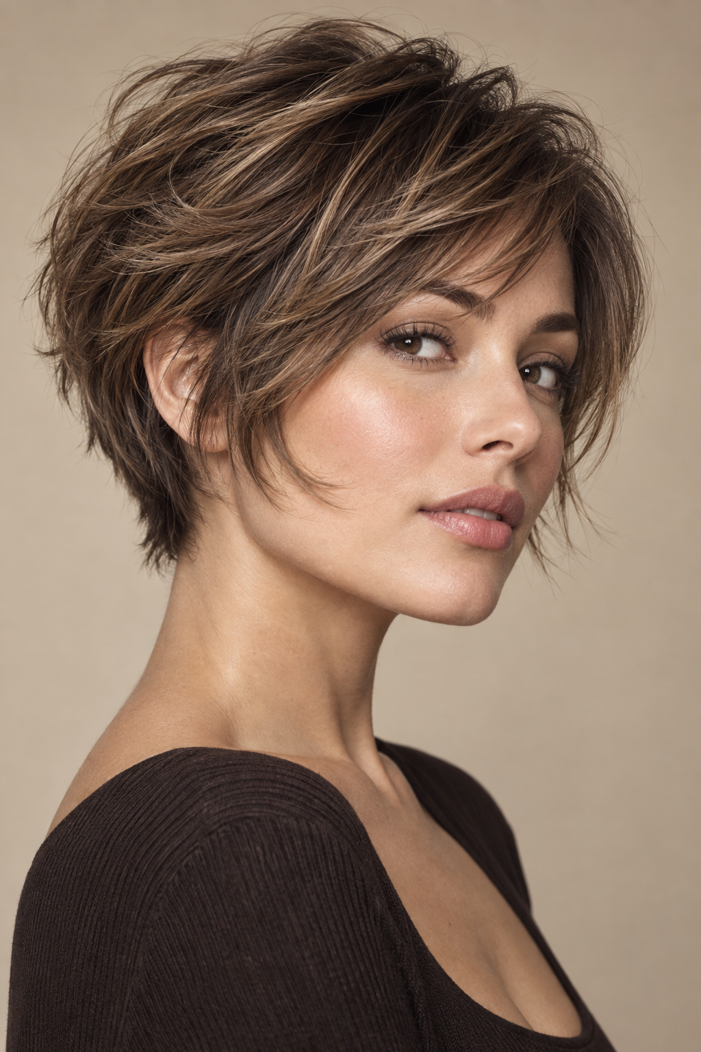 short layered haircuts: wavy textured crop